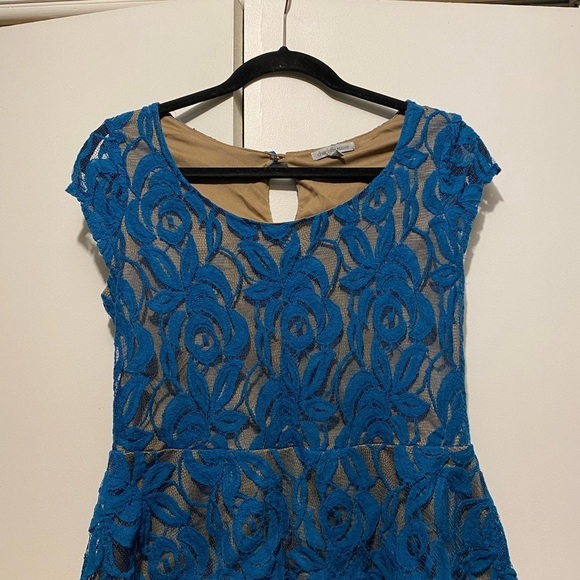 Charlotte Russe Tops - Charlotte Russe Blue Lace Overlay Blouse